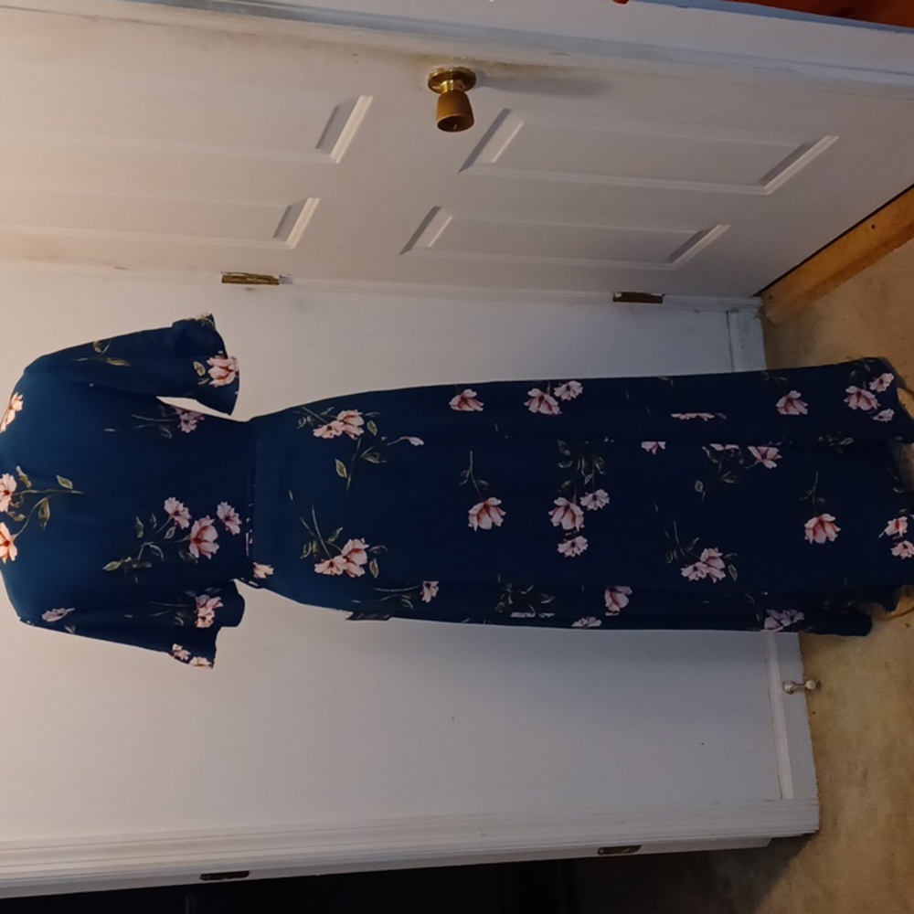 Lulu's Teal Floral Maxi Dress - Picture 6 of 8